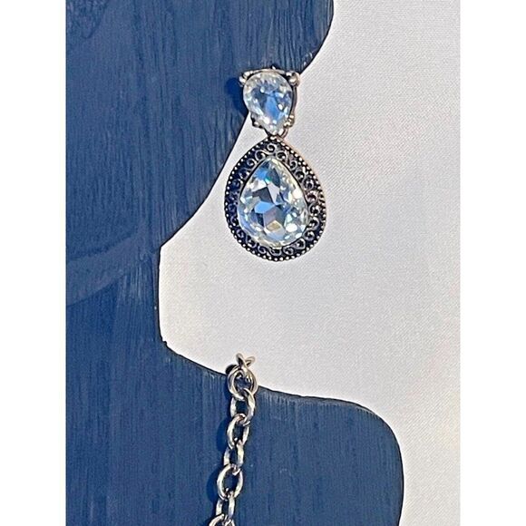 Erica Lyons Necklace and earrings set Crystal Teardrop goldtone - Picture 2 of 7